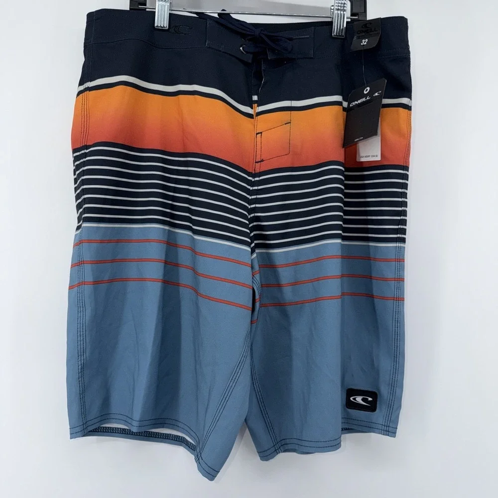 ONEILL Mens Blue Stripe‎ Seaboard Board Shorts Size 32 NWT